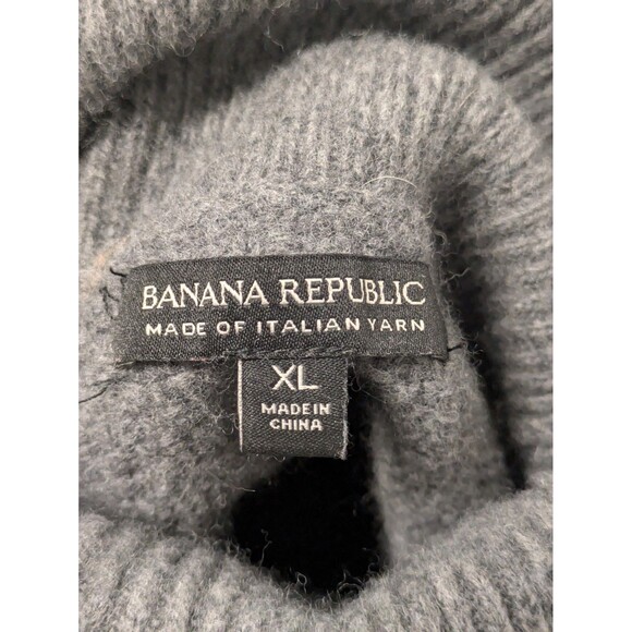 Banana Republic Gray Merino Wool Cable Knit Turtleneck Sweater sz XL Fisherman - Picture 8 of 9